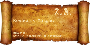 Kovácsik Mátyás névjegykártya