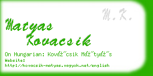 matyas kovacsik business card